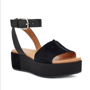 Ugg Ankle Strap Chunky Platform Wedge Leather Sandal Size 7